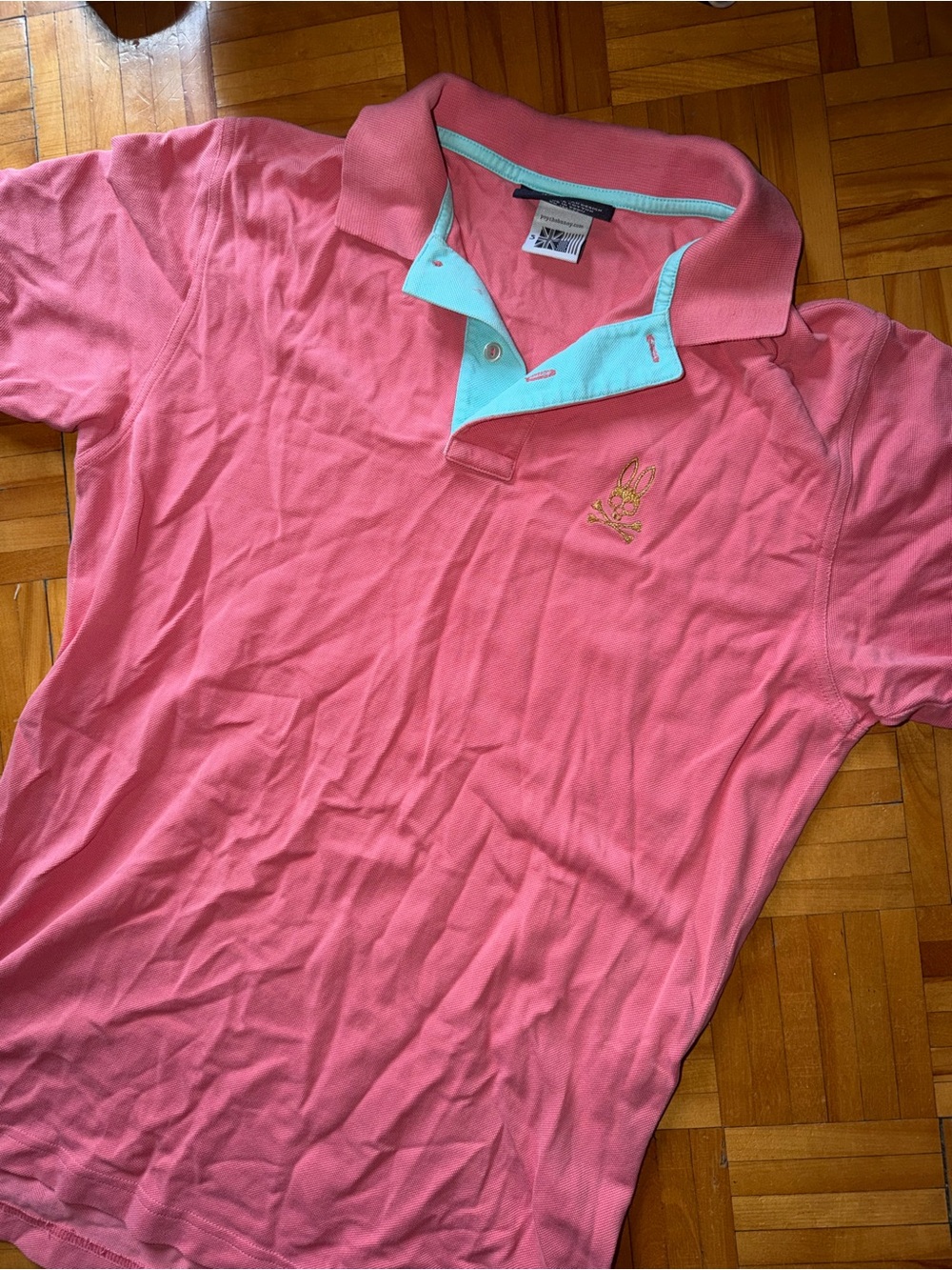 Psycho Bunny Pink Contrast-Collar Polo Shirt - Unknown Brand
